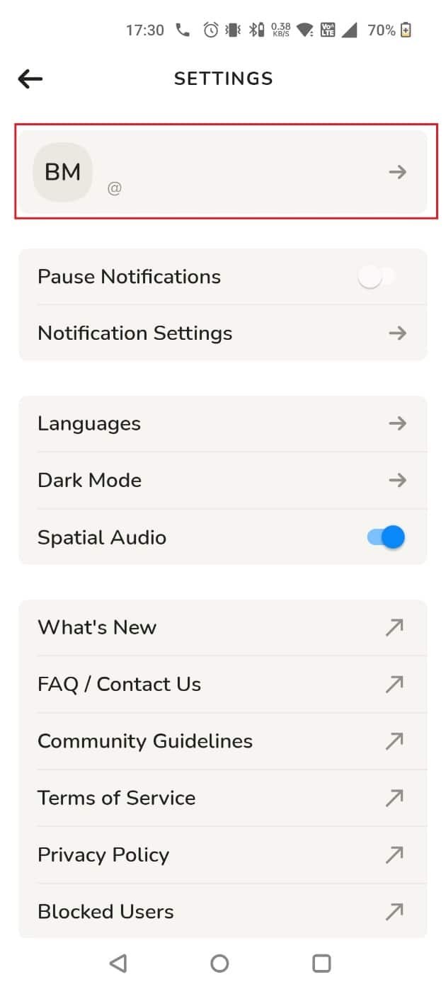 Toca tu nombre en la parte superior |  como eliminar la cuenta de la casa club