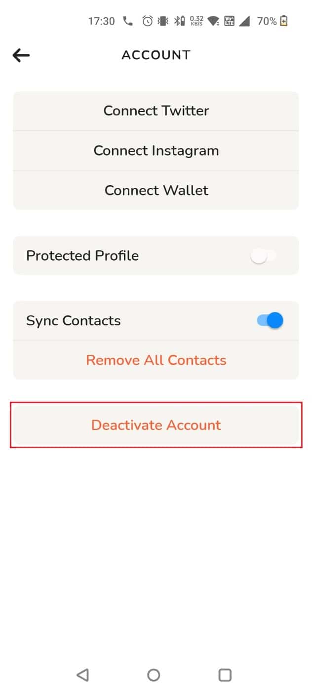 Toca Desactivar cuenta