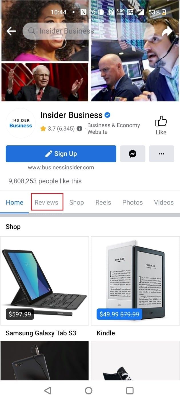 Toque Reseñas | Cómo dejar una reseña en la aplicación de Facebook