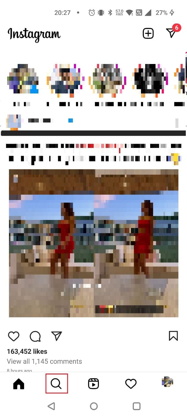 Toque el icono de la lupa para ir a la fuente Explorar