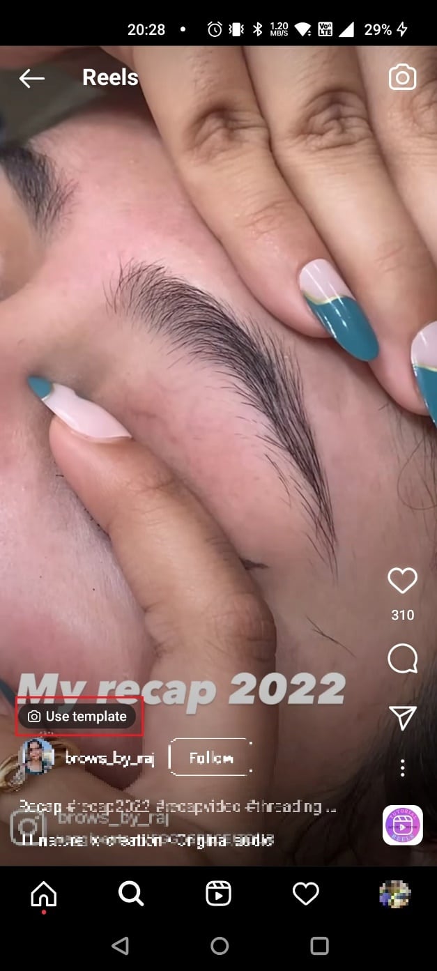 Encuentre el video con Usar etiqueta de plantilla
