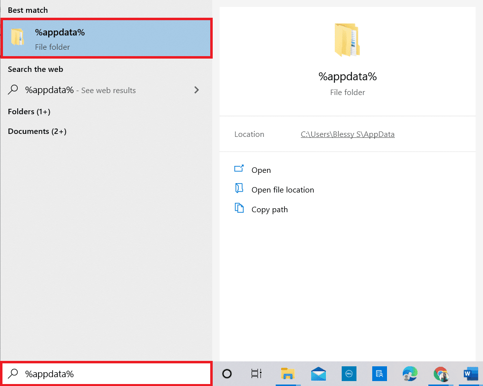 abra la carpeta de roaming de AppData 