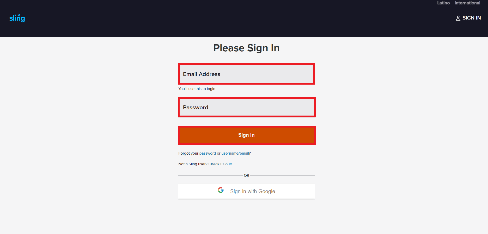 iniciar sesión en el sitio web de sling tv 
