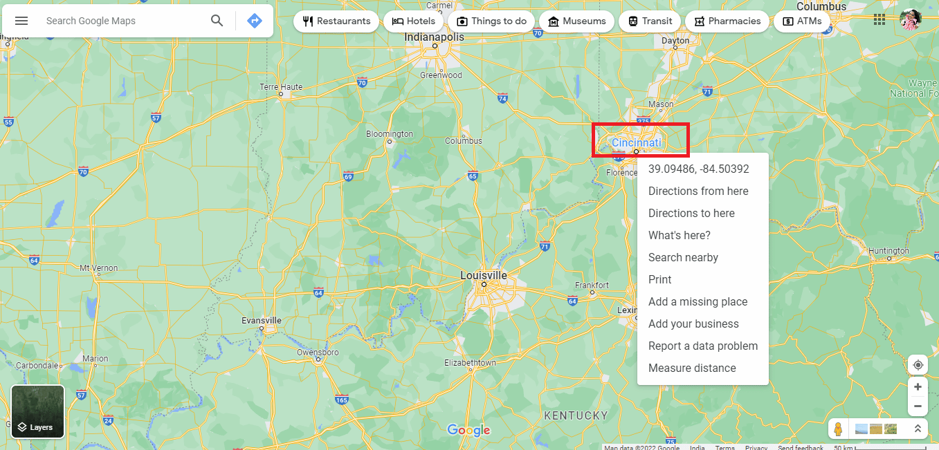 Encuentra Cincinnati y haz clic derecho sobre él. 