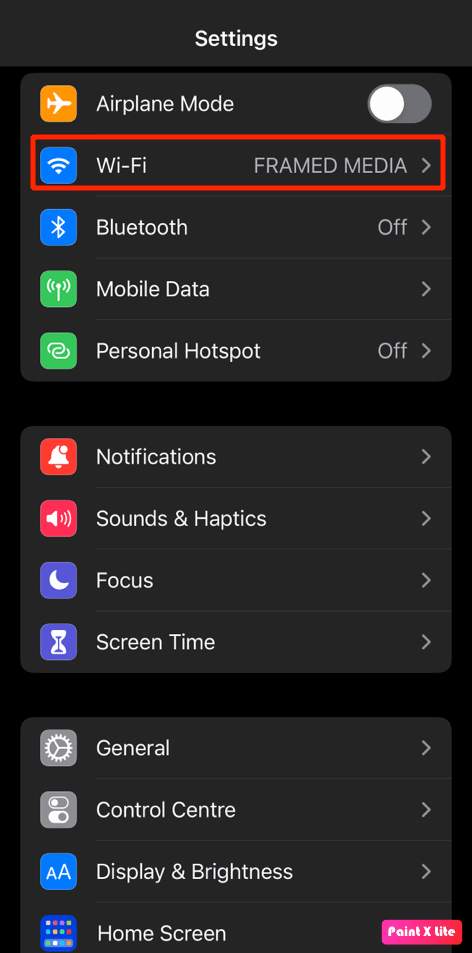 elige la opción wifi