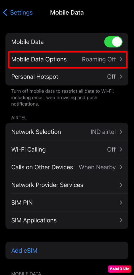toca las opciones de datos móviles | Cómo desactivar el modo de datos bajos en iPhone