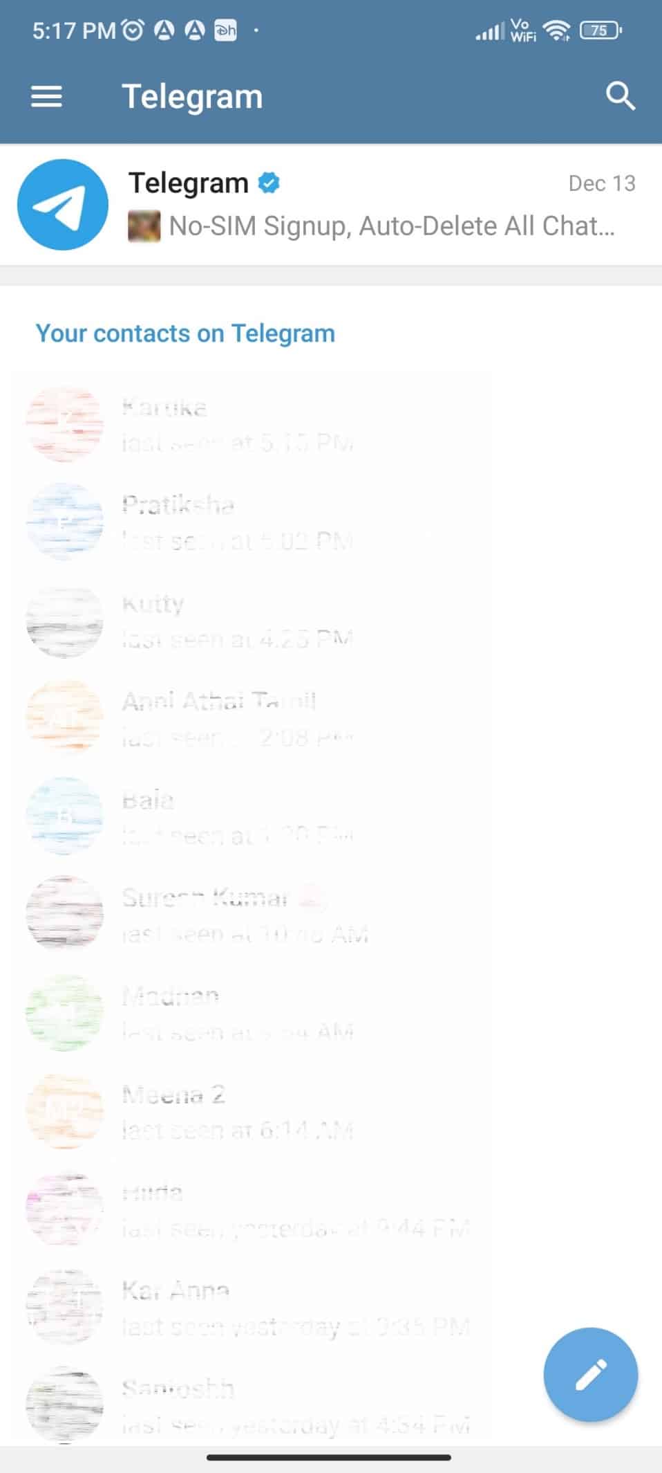 Abra la aplicación Telegram en su dispositivo Android 