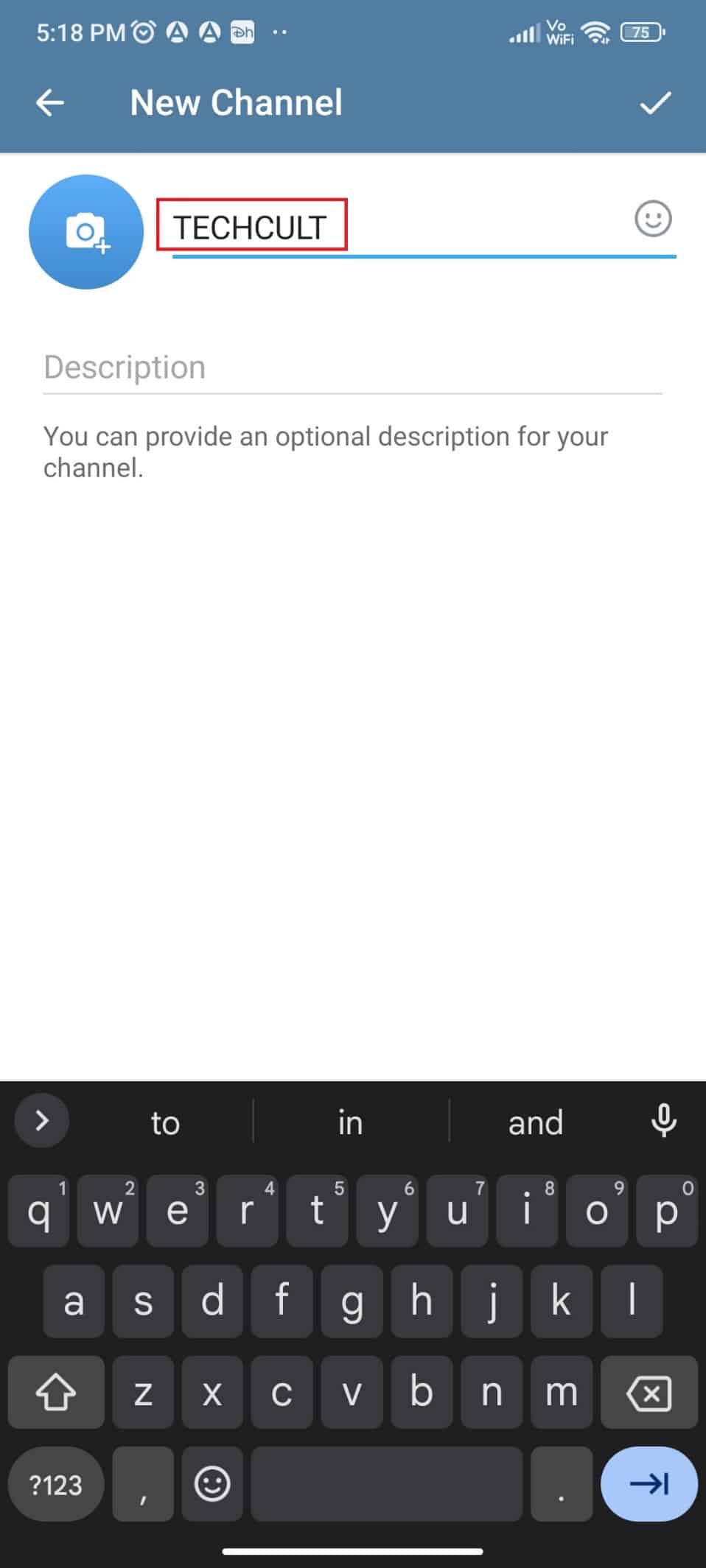 Ingrese el nombre del canal 