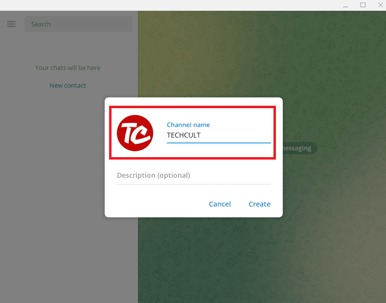 Ingrese el nombre del canal y agregue una imagen para mostrar.  Cómo crear un canal de Telegram 