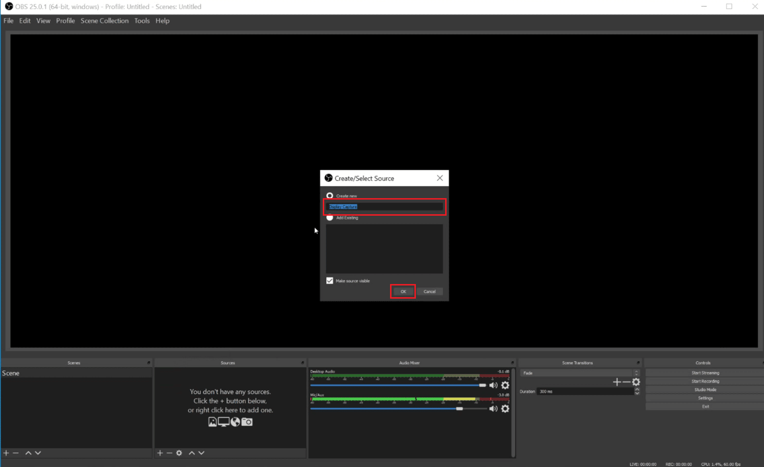 nombra la captura como quieras y luego haz clic en Aceptar