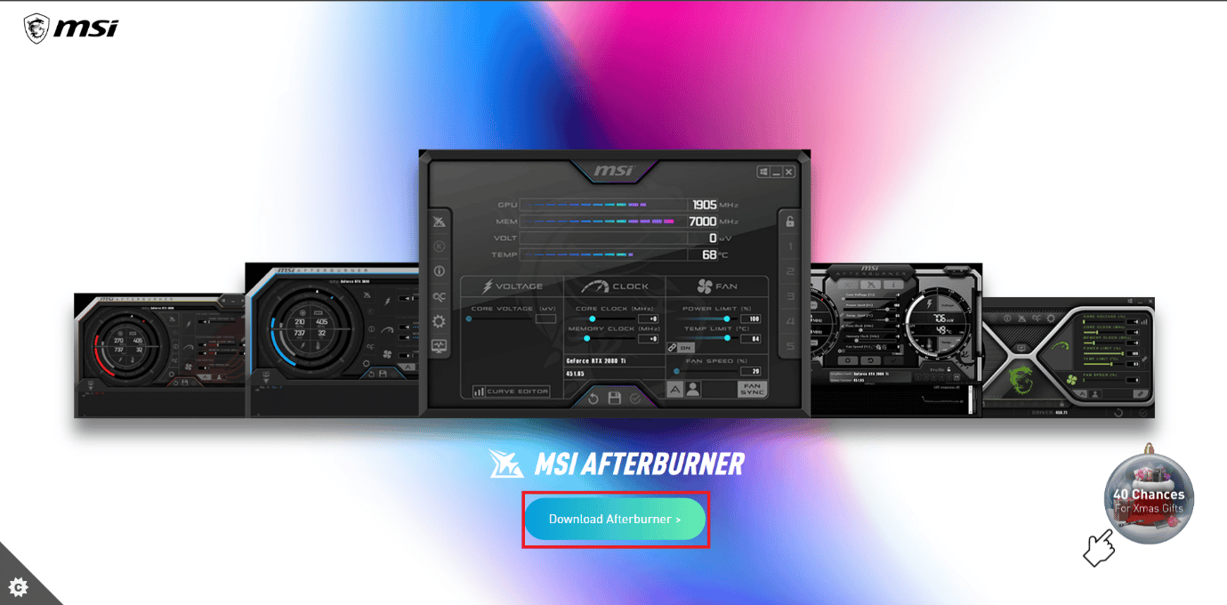 Página de inicio de MSI Afterburner | mejor monitor de temperatura gpu