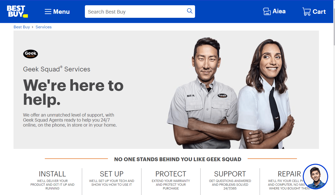 Sitio web de Geek Squad