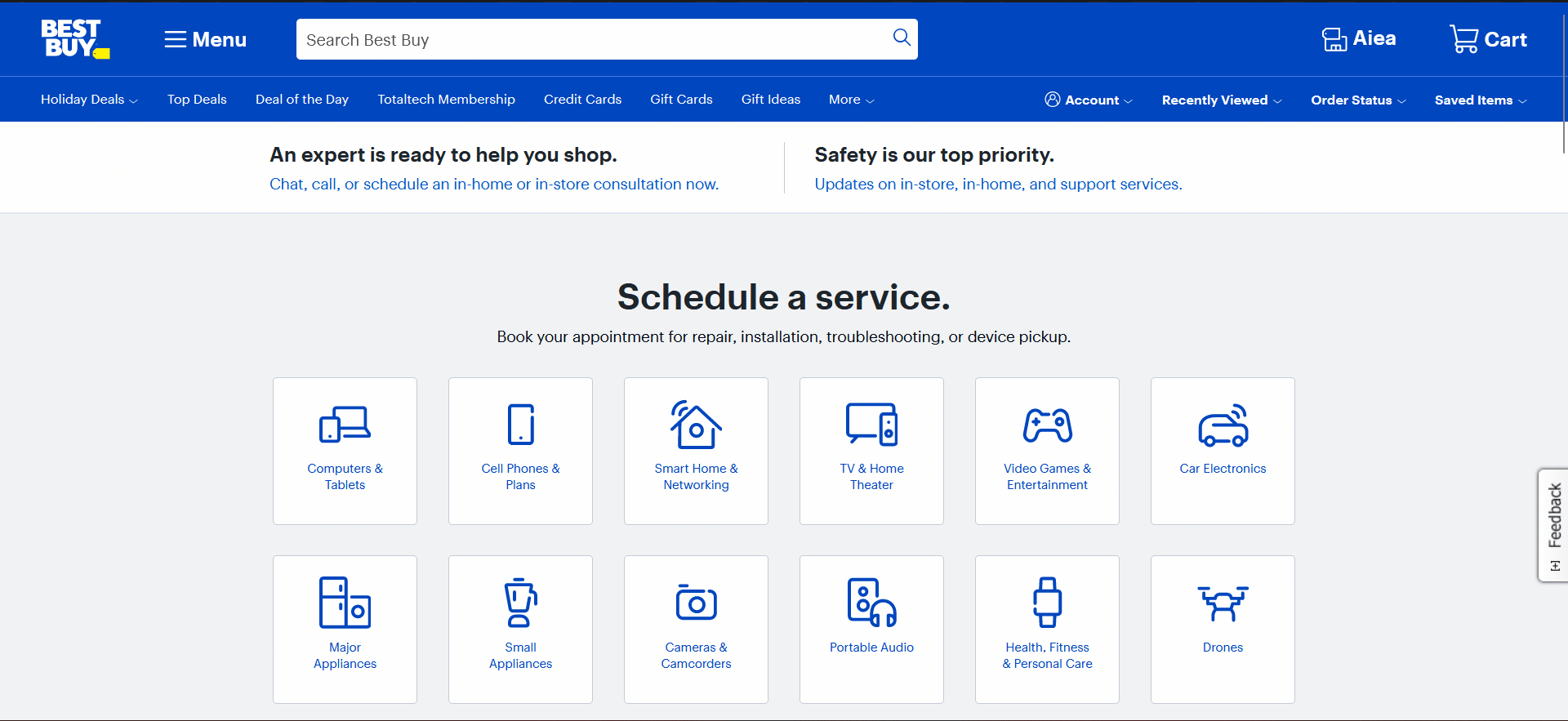 Sitio web de Best Buy Geek Squad