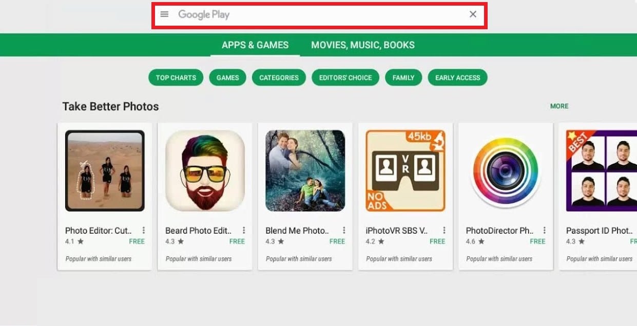 busque spotify en la barra de búsqueda y presione la tecla enter
