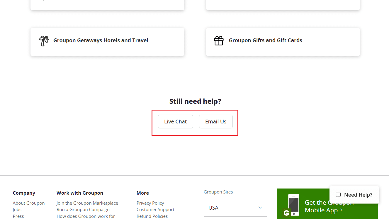 Página de atención al cliente de Groupon: chat en vivo o opción de correo electrónico | Cómo encontrar mi cuenta de Groupon