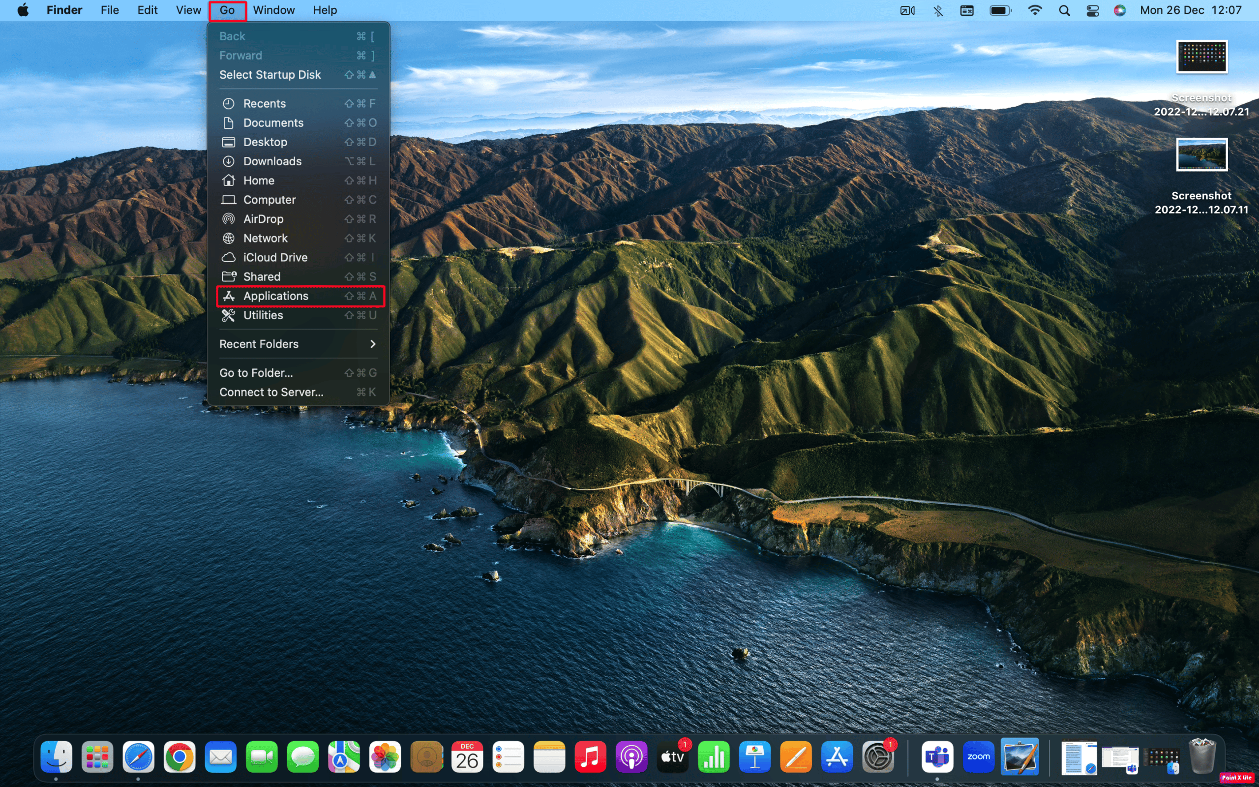 elija ir y luego elija aplicaciones | Cómo abrir la carpeta de aplicaciones en Mac