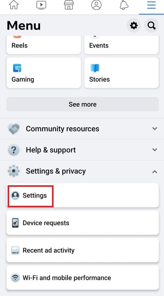 Toca Configuración. Qué determina a las personas que quizás conozcas en Facebook