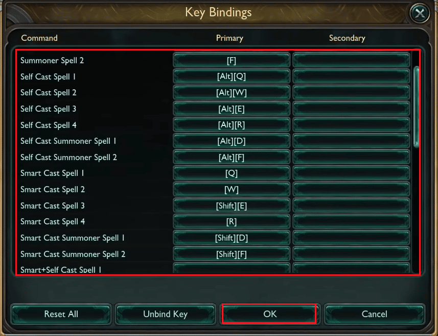 tecla de combinación deseada en el teclado para asignar un comando específico de Smart Cast - OK