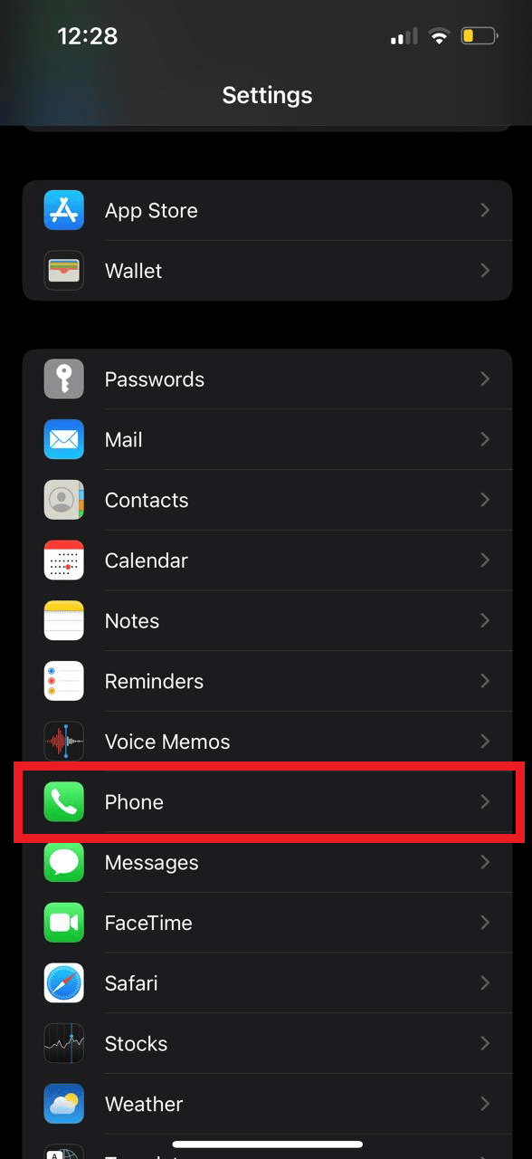 Ahora, toque la opción Teléfono.