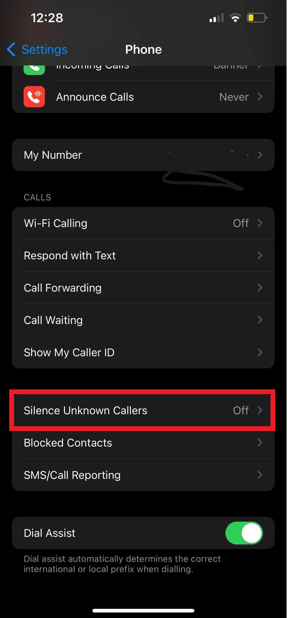 localizar Silenciar llamadas desconocidas