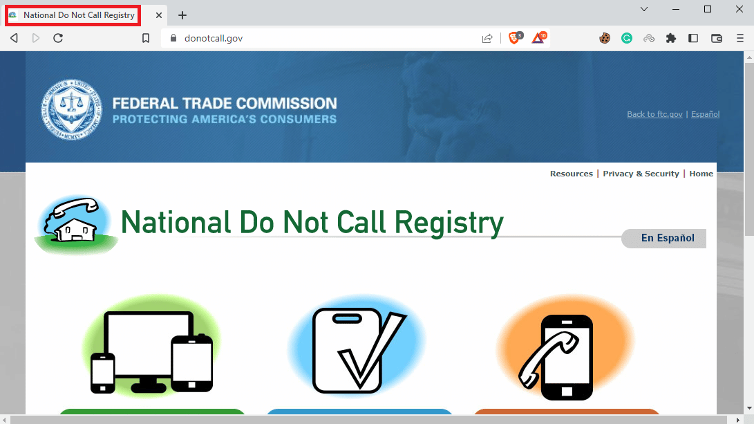 Visite la página oficial de DoNotCall.gov |  ¿Qué es una llamada probable de estafa y cómo bloquearla?