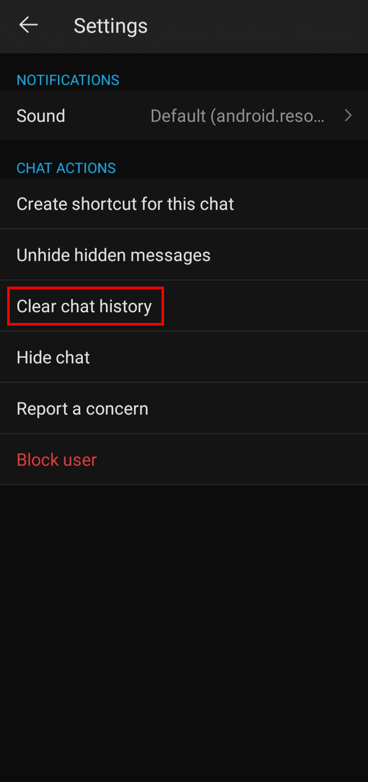 Toca Borrar historial de chat.