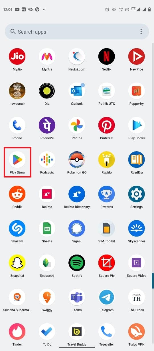 Abra Google Play Store desde el menú del teléfono