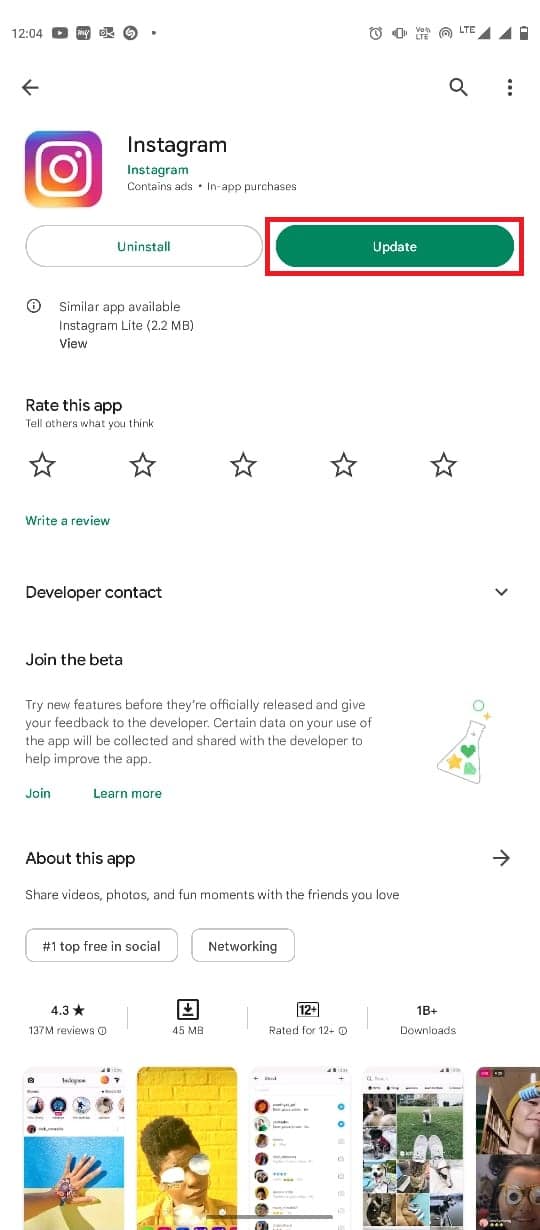 Ubique y toque Actualizar