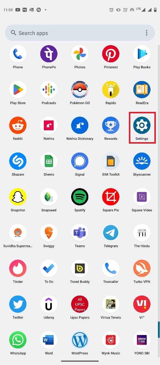 Abra Configuración desde el menú del teléfono.  Las 10 mejores formas de arreglar las historias de Instagram que no cargan el problema