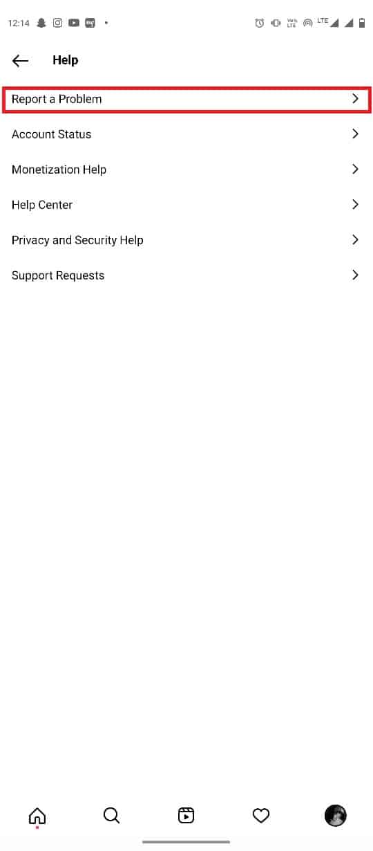 toca Reportar un problema.  Las 10 mejores formas de arreglar las historias de Instagram que no cargan el problema