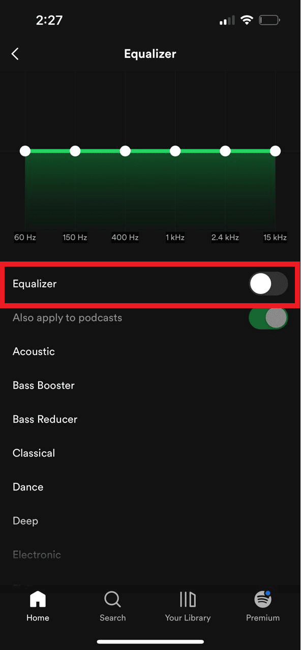 Activar el ecualizador