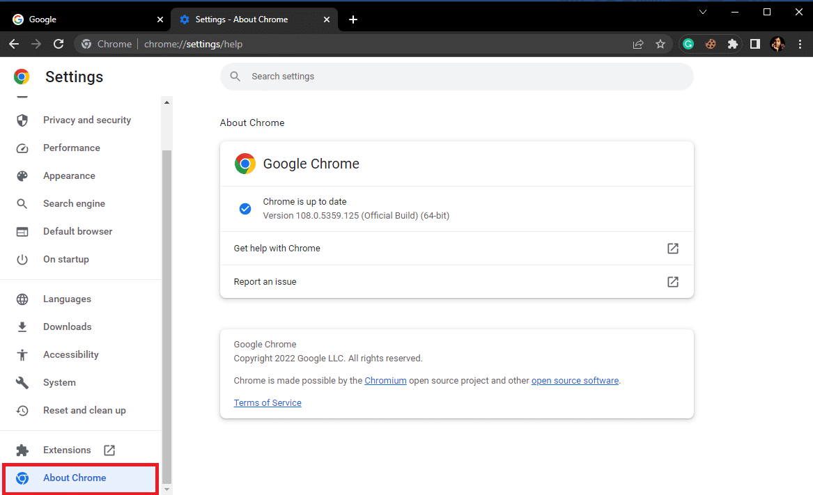 haz clic en Acerca de Chrome.  9 formas de arreglar el cambio de red fue detectado error