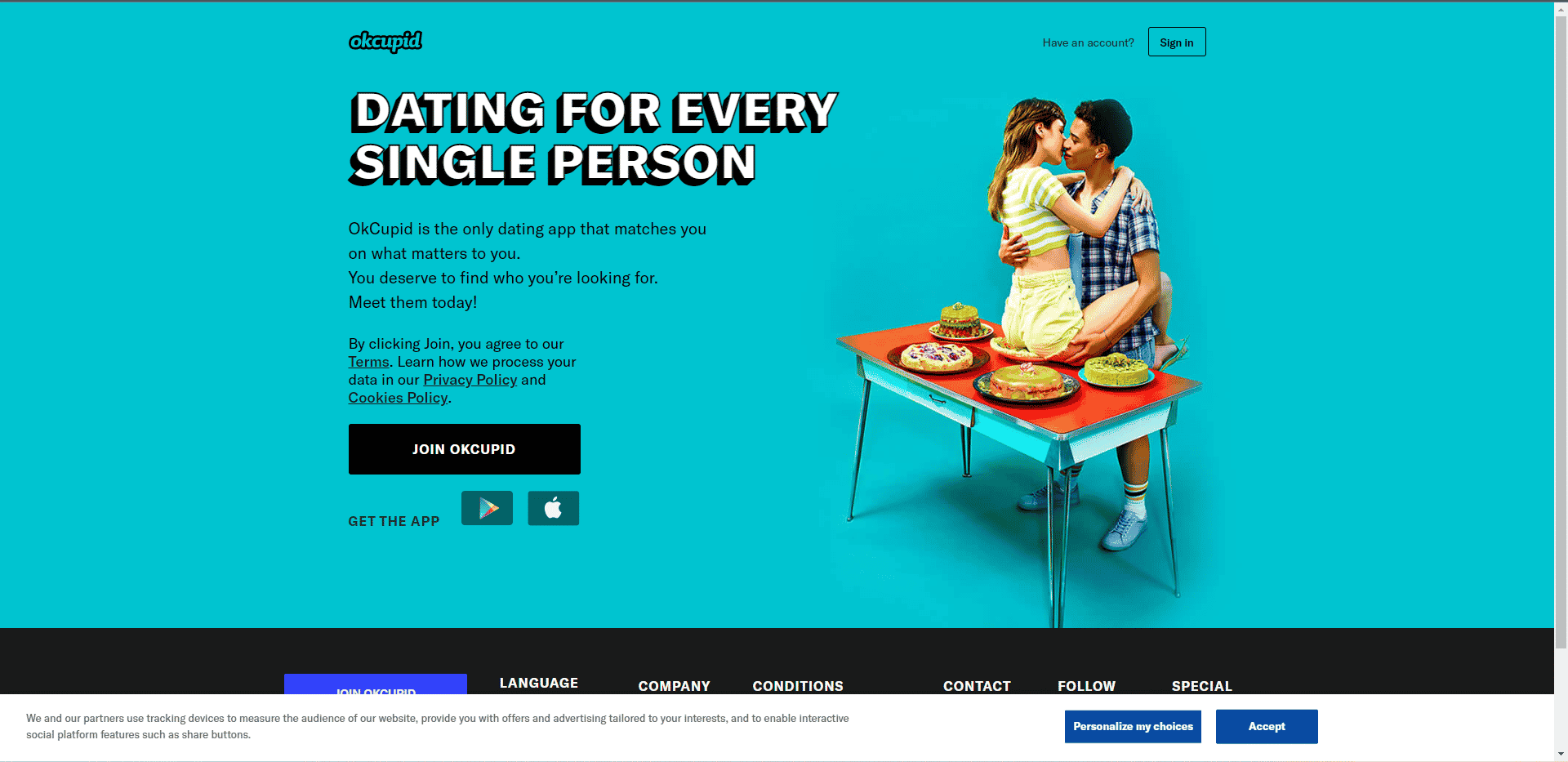Sitio web oficial de Okcupid