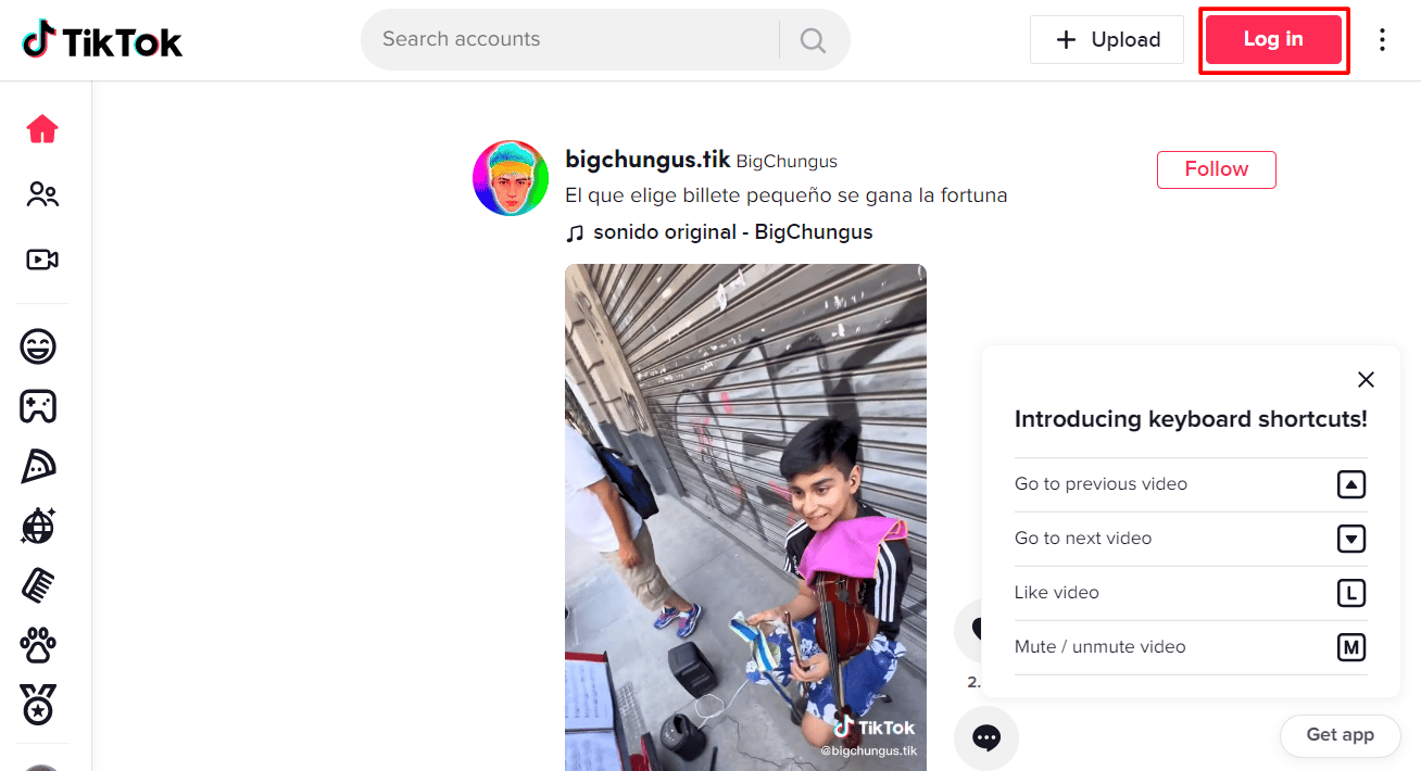 hacer clic en iniciar sesión. Cómo editar texto en TikTok” width=”800″ height=”434″></p><p>3. A continuación, vaya a <strong>+ Subir </strong>opción.</p><p><img onerror=