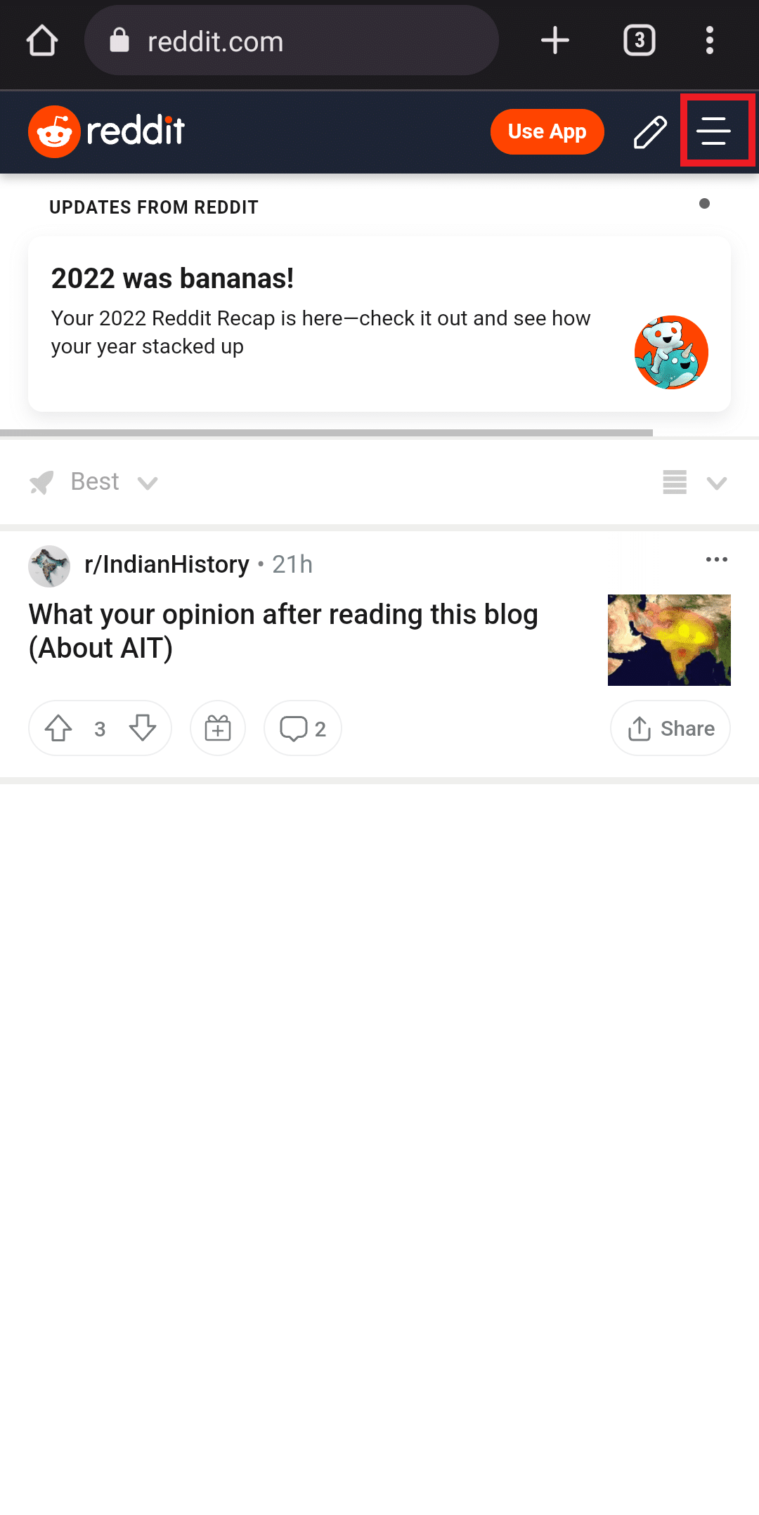 toca las tres líneas |  Cómo activar o desactivar NSFW en Reddit