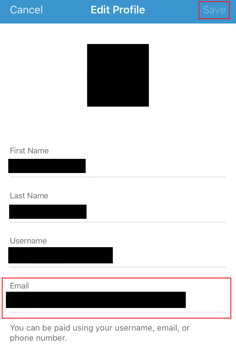 Campo de correo electrónico - ingrese una nueva dirección de correo electrónico - Guardar