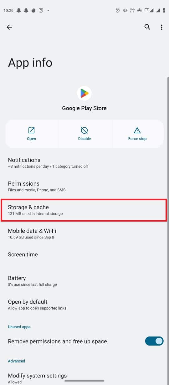 toca Almacenamiento y caché. Solucionar el problema de actualización de WebView del sistema Android