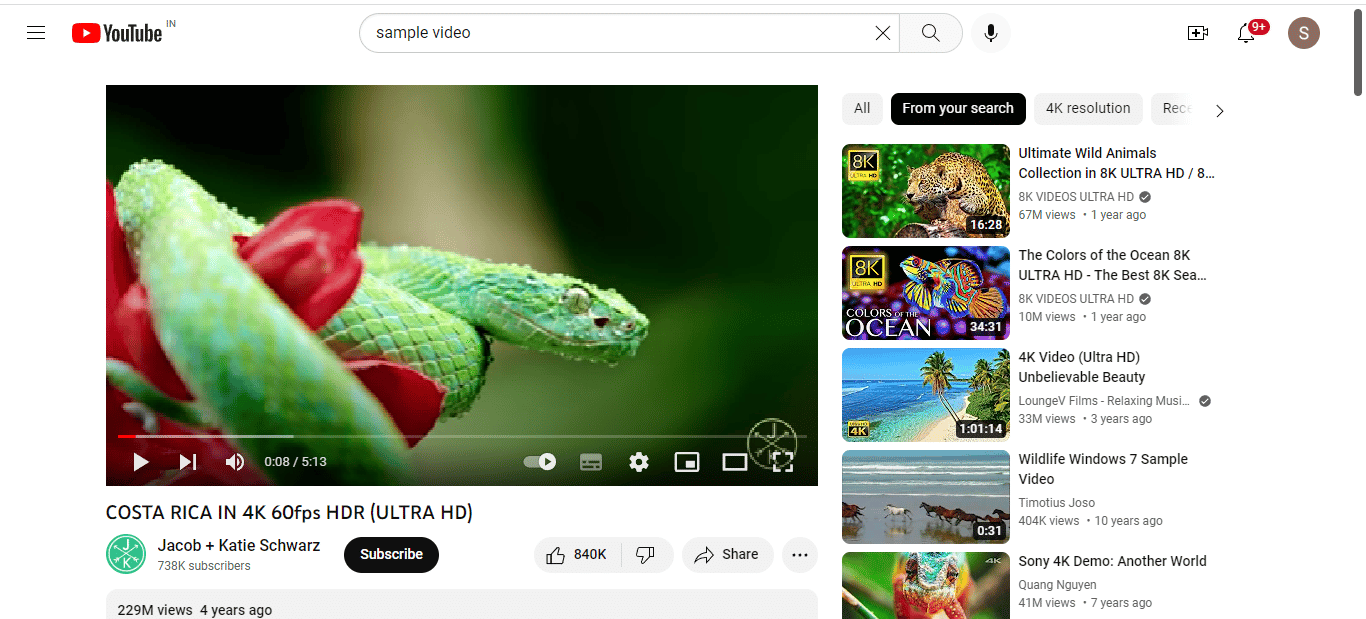 abriendo un video en youtube 