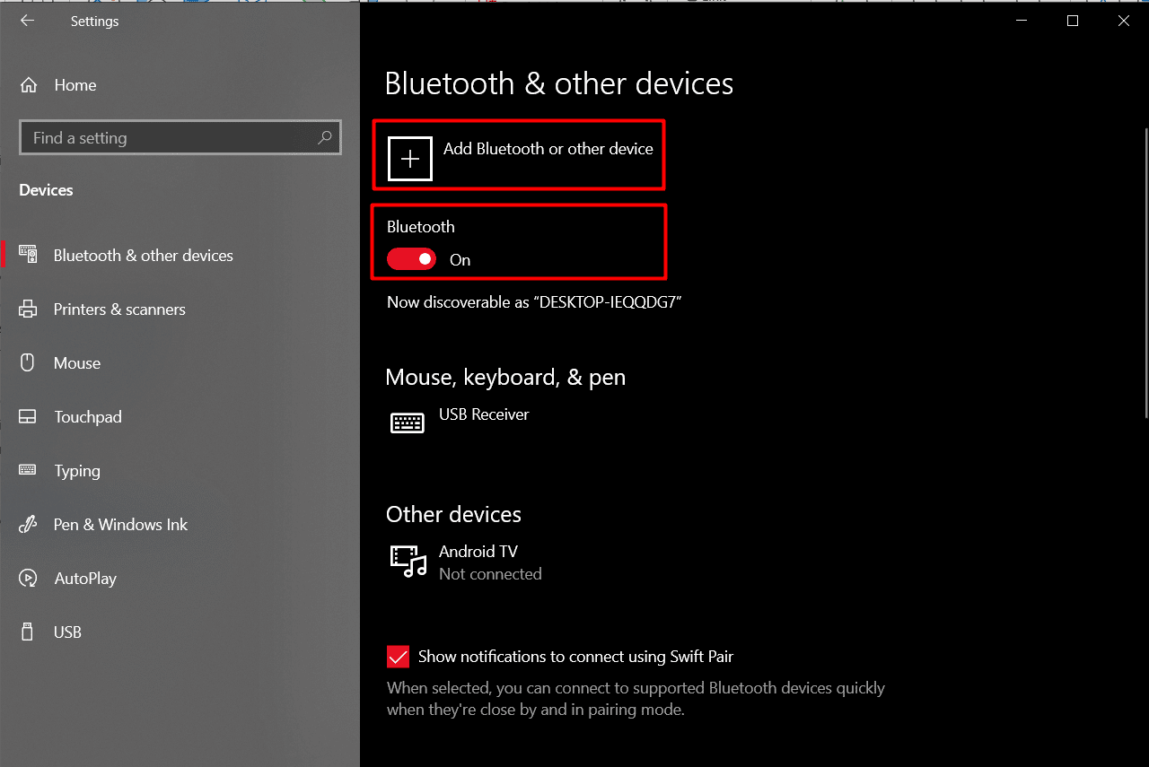 Active Bluetooth y luego haga clic en Agregar Bluetooth u otro dispositivo | Cómo arreglar el Magic Mouse que no se conecta en Windows 10