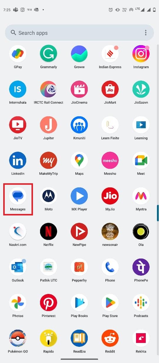 Abra la aplicación Mensajes desde el menú del teléfono.