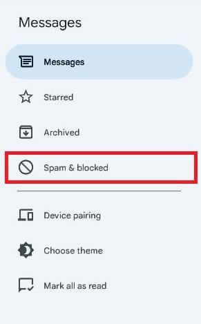 seleccione Spam y bloqueado