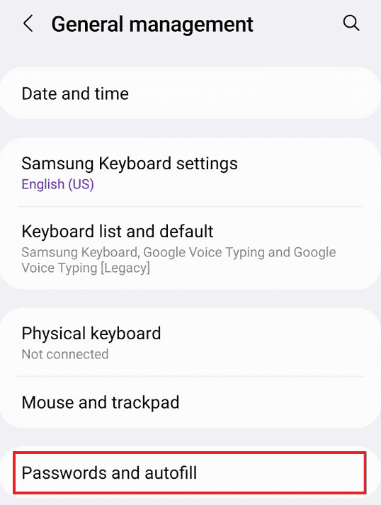 Toca Contraseñas y autocompletar.  |