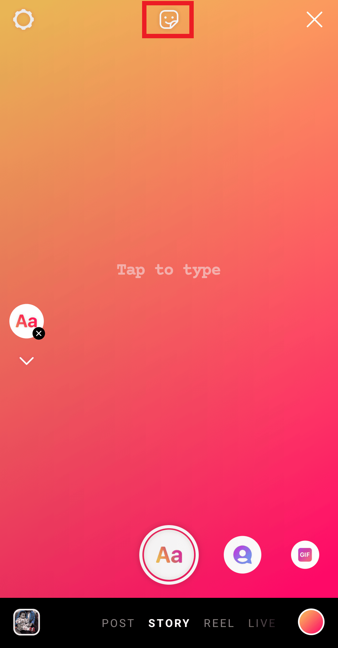 toca el icono de la pegatina |  Publicación de TBH para Instagram