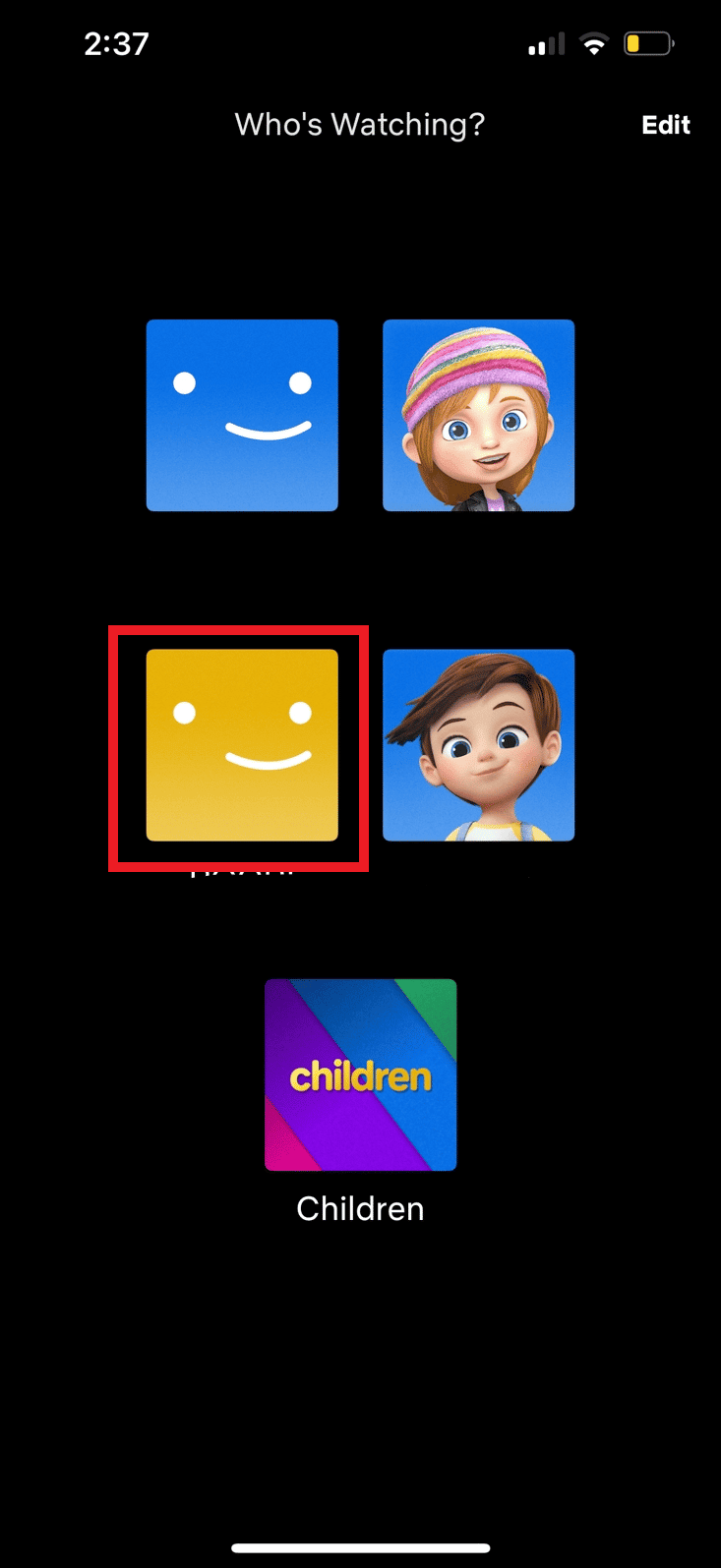 Haga clic en el perfil de Netflix deseado