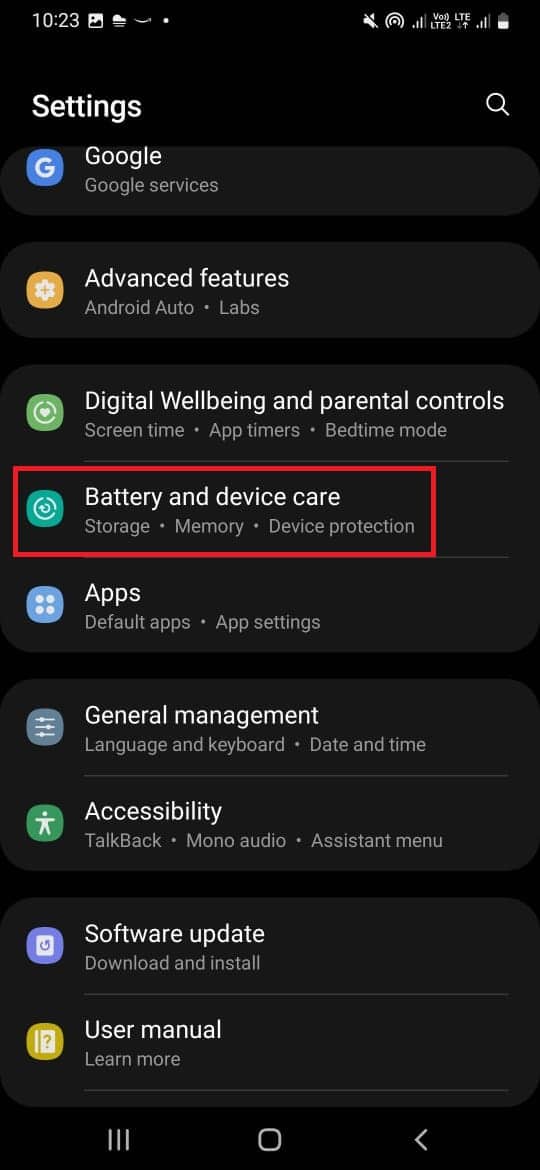 vaya a Cuidado de la batería y el dispositivo