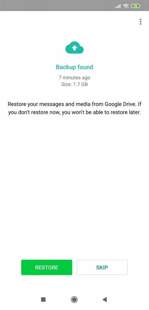 Transferir chats de WhatsApp a un nuevo teléfono desde Google Drive