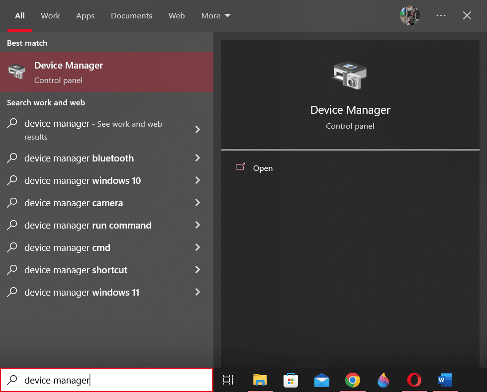 presione la tecla de Windows y busque el administrador de dispositivos |  Magic Mouse 2 no se conecta en Windows 10