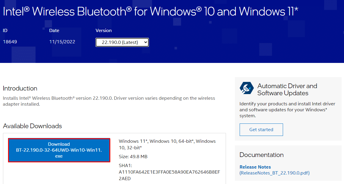 controlador Bluetooth de Intel |  Cómo arreglar Magic Mouse 2 que no se conecta en Windows 10