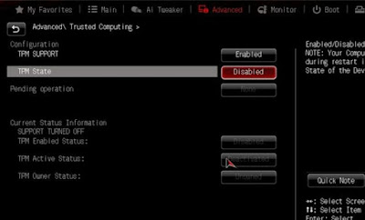 UEFI TPM Estado de TPM