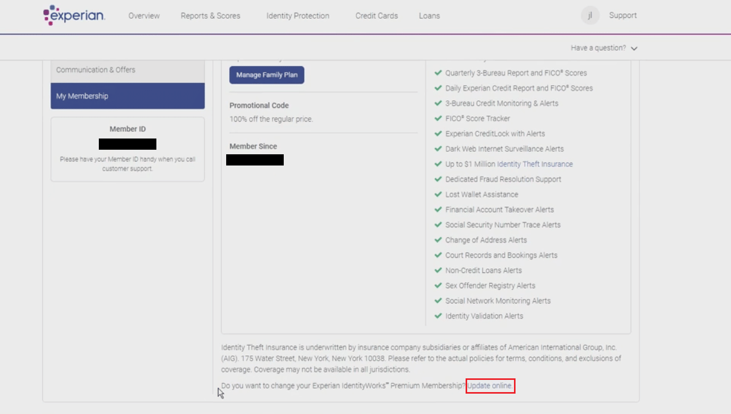 Haga clic en el enlace Actualizar en línea en la parte inferior de la página |  darse de baja de los correos electrónicos de Experian